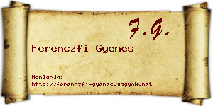 Ferenczfi Gyenes névjegykártya